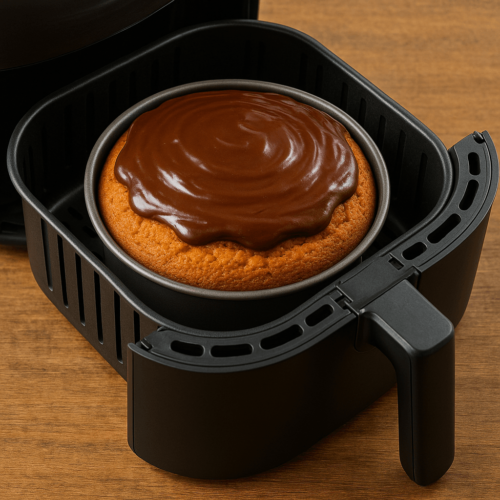 Bolo de Cenoura com Cobertura de Chocolate na Air Fryer