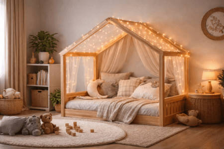 Cama montessoriana com casinha