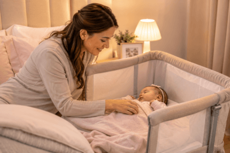 Dormir no berço acoplado vicia o bebê? Entenda sono, vínculo, segurança e transição com orientação clara.
