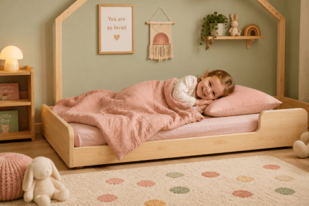 Como fazer a transição do berço para a cama montessoriana? Veja sinais, segurança, rotina e adaptação do sono infantil.