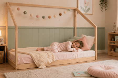 Cama montessoriana ajuda na independência infantil? Entenda benefícios, limites e cuidados de segurança na transição.