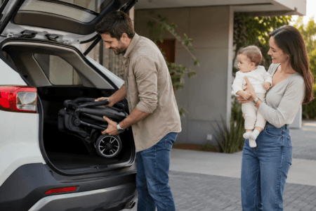 Carrinho de bebê com fechamento automático é confiável? Entenda segurança, travas, freios e cuidados antes de usar.