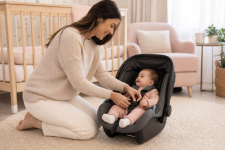 Como identificar um bebê conforto de qualidade? Confira certificação, estrutura, tamanho, ajuste e instalação segura.