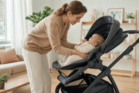 Carrinho de bebê com encosto ajustável é mais confortável? Entenda como a regulagem influencia postura, descanso e segurança.