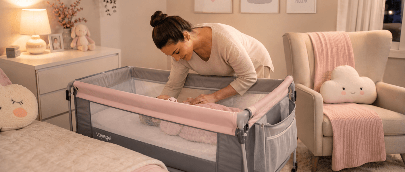 Qual tamanho de berço portátil devo escolher? Veja medidas, segurança, idade, peso e conforto para o sono do bebê.