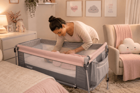 Qual tamanho de berço portátil devo escolher? Veja medidas, segurança, idade, peso e conforto para o sono do bebê.