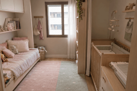 Como organizar um quarto pequeno para dois irmãos de idades diferentes?