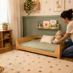 O que avaliar antes de comprar uma cama montessoriana? Veja idade, segurança, colchão, estrutura e ambiente.