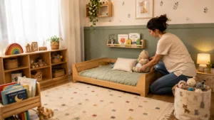 O que avaliar antes de comprar uma cama montessoriana? Veja idade, segurança, colchão, estrutura e ambiente.