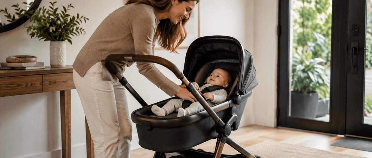 Carrinho de bebê com ajuste de altura é vantajoso? Entenda benefícios ergonômicos, conforto e limitações do recurso.
