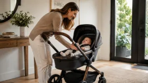 Carrinho de bebê com ajuste de altura é vantajoso? Entenda benefícios ergonômicos, conforto e limitações do recurso.
