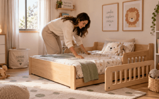 Cama montessoriana com grade removível é melhor? Entenda segurança, vantagens, limitações e quando a grade pode ser útil.