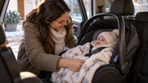 Como usar bebê conforto no inverno sem comprometer a segurança? Saiba ajustar o cinto, escolher roupas e evitar riscos.