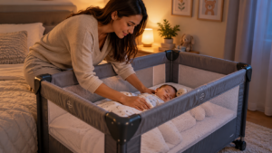 Berço portátil com tela lateral é mais seguro? Entenda as vantagens, os riscos e os cuidados essenciais para o sono do bebê