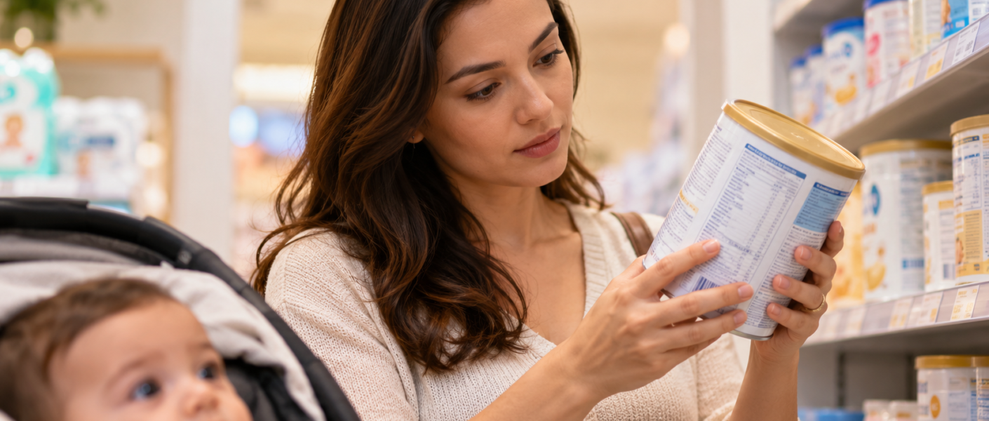 O que comparar no rótulo antes de comprar fórmula infantil? Saiba avaliar idade, ingredientes, nutrientes e segurança.